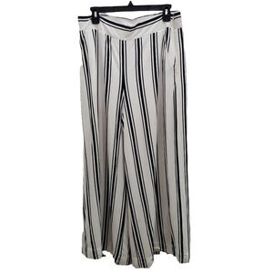 1. State Women's White & Black Pinstripe Extra Wide Leg Career‎ Trouser Pants L